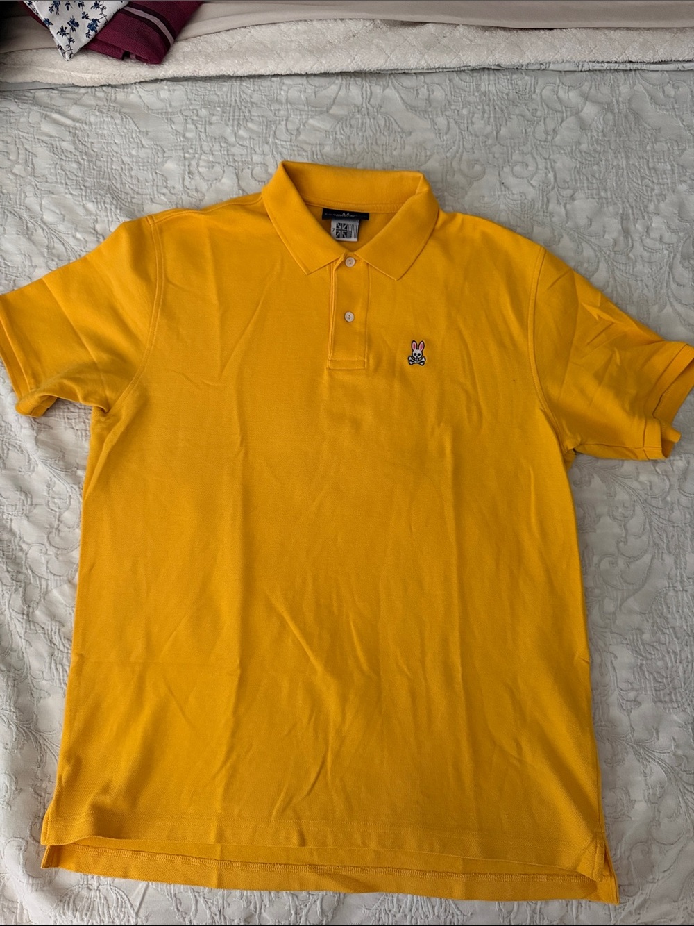 Psycho Bunny Men's Bright Yellow Polo with Embroidered Bunny